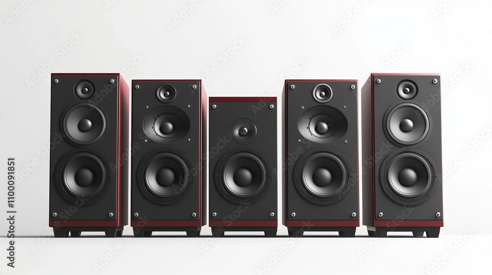 Kit of sound speakers isolated on white background Kit of sound speakers isolated on white background