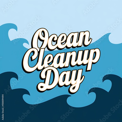 Ocean Cleanup Day Celebrated With Waves Design photo