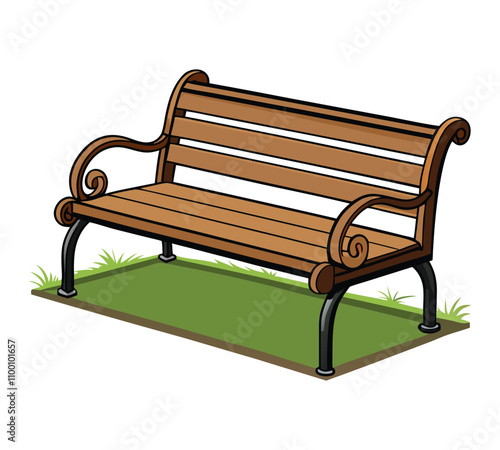 wood bench isolated on white background