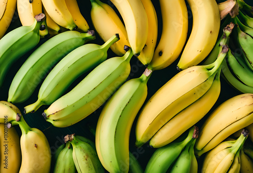 ripe green bananas in a fresh and natural setting photo