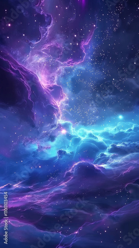 4K Cosmic Landscape with Vibrant Colors & Hyper-Realistic Details. Depth and dimension. Background, planets, nebula, stars, meteors