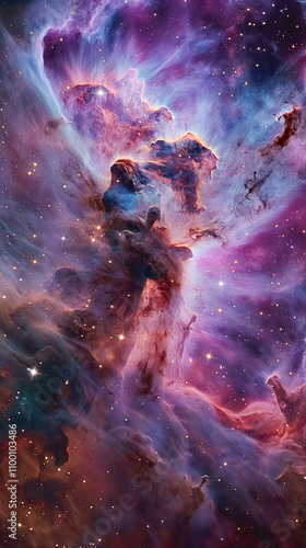 4K Cosmic Landscape with Vibrant Colors & Hyper-Realistic Details. Depth and dimension. Background, planets, nebula, stars, meteors