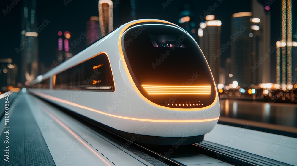 Fototapeta premium High-Speed Electric Train in Urban Setting