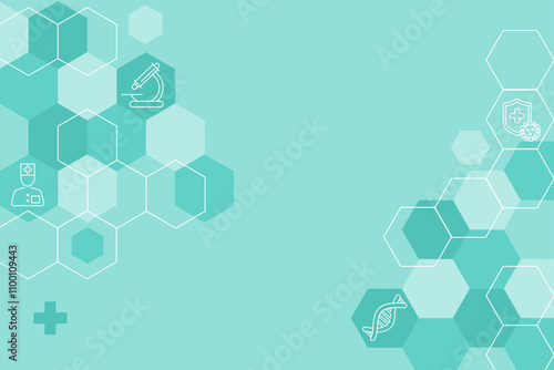 Abstract green honeycomb medical wallpaper template design