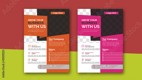 a bundle of 2 templates of different colors a4 flyer template,
Cretive Corporate g Business Flyer Brochure template Design 
Newest trendy and multipurpose editable design.
 photo