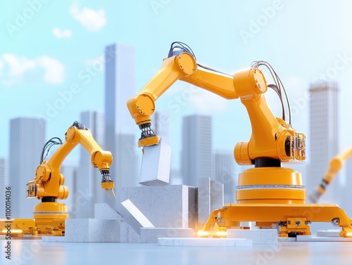 Futuristic Robotic Arms at Construction Site photo