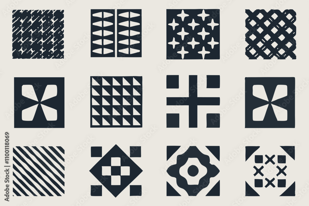 Fototapeta premium Abstract Brutalist Geometric Shape Collection in Bold Minimalist Style