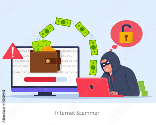 online payment scam internet hacker and cybercriminal phishing stealing money credit card from online website