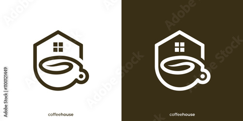 Simple Coffee House Logo. Home and Coffee Cup Icon Graphic. Cafe Shop Logo, Icon, Symbol, Vector, Design Template.