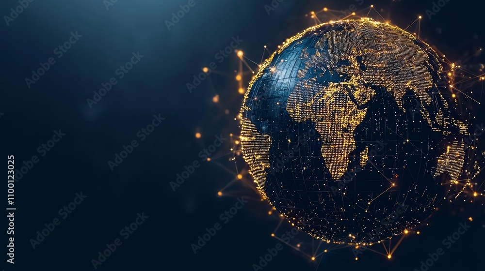 Obraz premium Glowing Digital Globe Against Dark Background