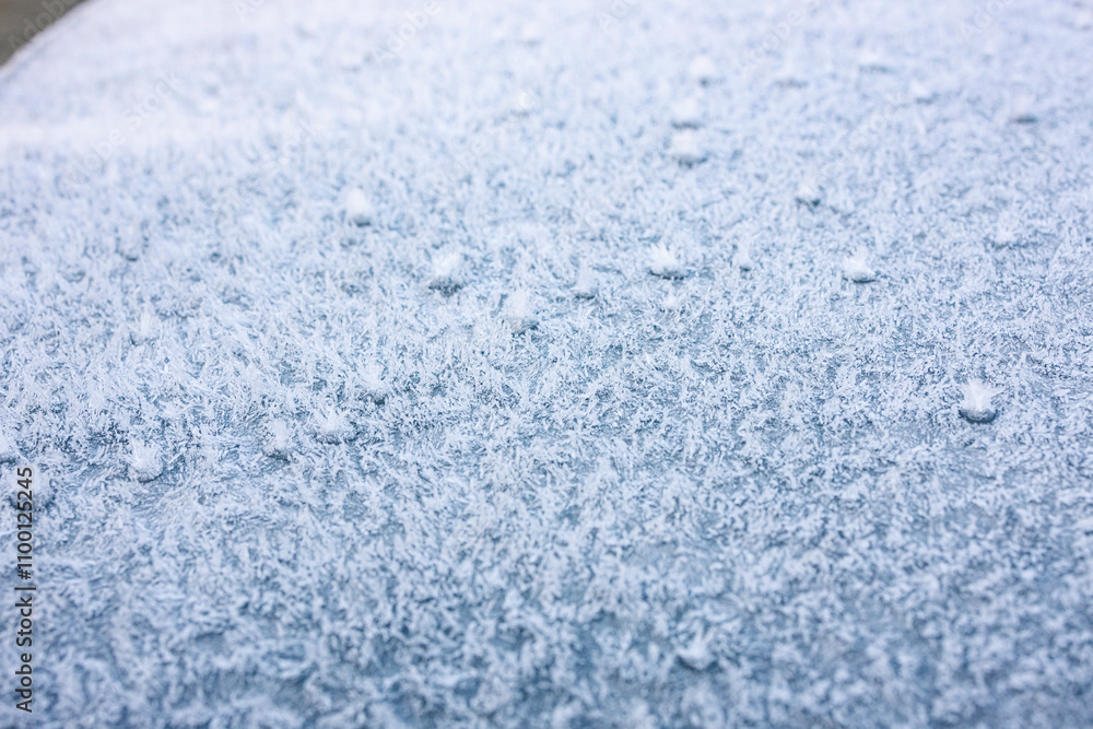 Obraz premium Macro photo of frost on car window.