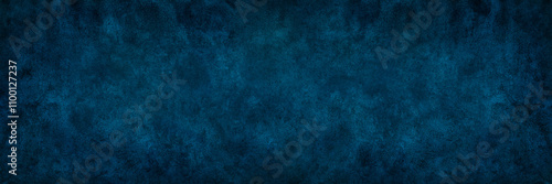 Rustic Blue Wall Background with Darker Black Grungy Border and Vintage Texture Design Banner