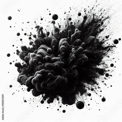 black ink splash isolated on white or transparent png
