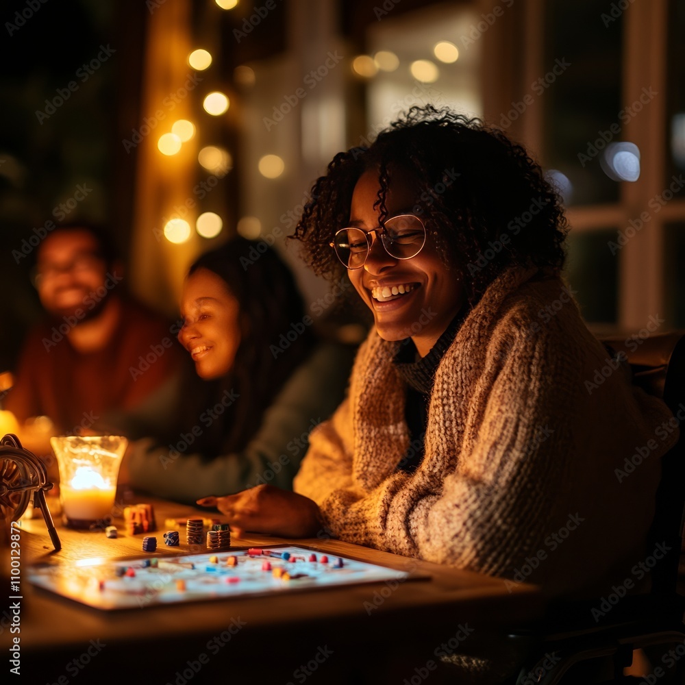 Fototapeta premium Cozy Game Night with Friends