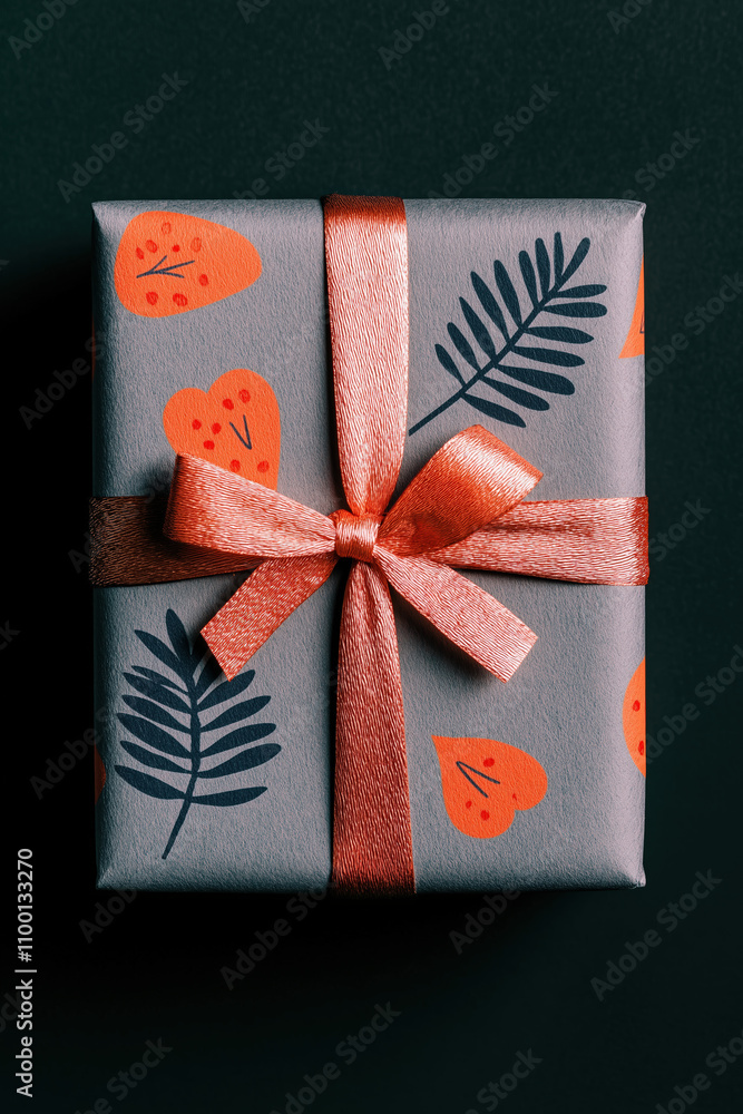 Fototapeta premium Gift Box with Orange and Gray Design