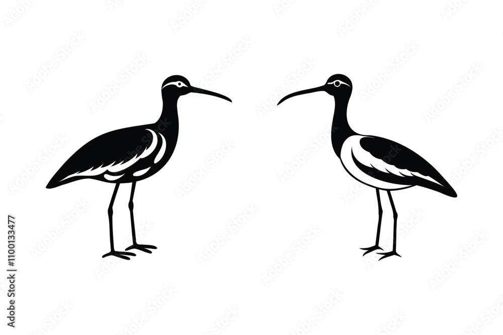 Obraz premium Curlew Silhouette Vector Illustration Art for Wildlife and Nature Designs