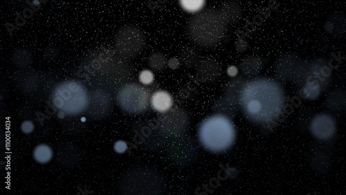 Abstract Dust Particles Floating in the Air on a Black Background, Slow Motion Effect with Hovering Golden Particles, Animated Overlay, Looping 4K Animation of Flying Dust Particles.