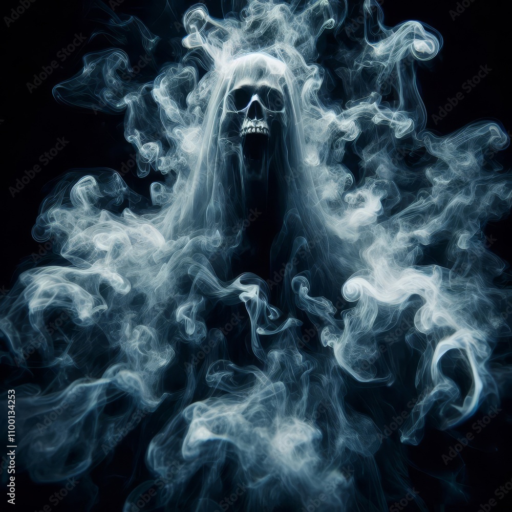 Fototapeta premium poltergeist made of smoke on a bright black background