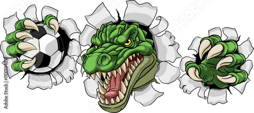 A crocodile, dinosaur or alligator lizard soccer football sports mascot