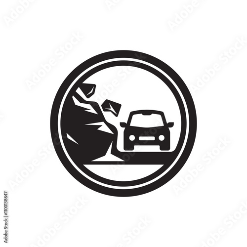 landslide prone road sign. road traffic sign symbol icon logo illustration