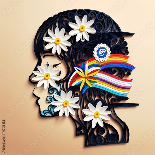 6 paper quilling designs from Surreal Collage featured, Abstract caricature silhouette stencil art с Леонардо
 photo