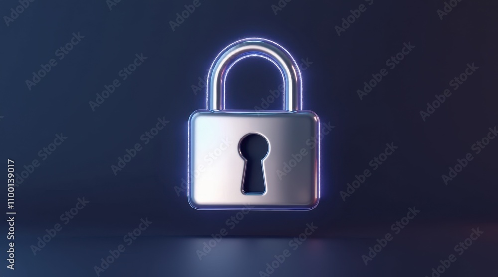 Fototapeta premium 3D Shiny Padlock: Security and Encryption Symbol