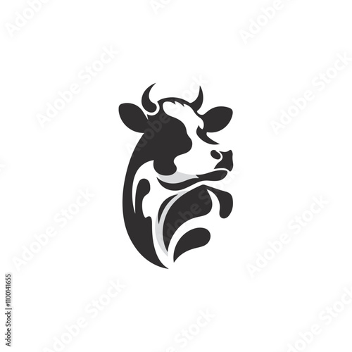 Cow Logo. Cow farm product logo design vector. Fresh natural milk logo template