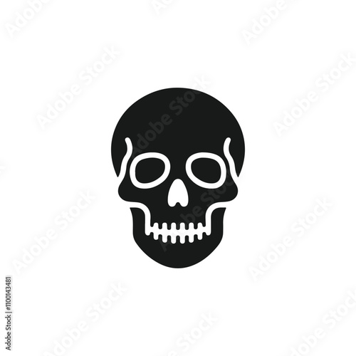 A black and white skull silhouette vector design.