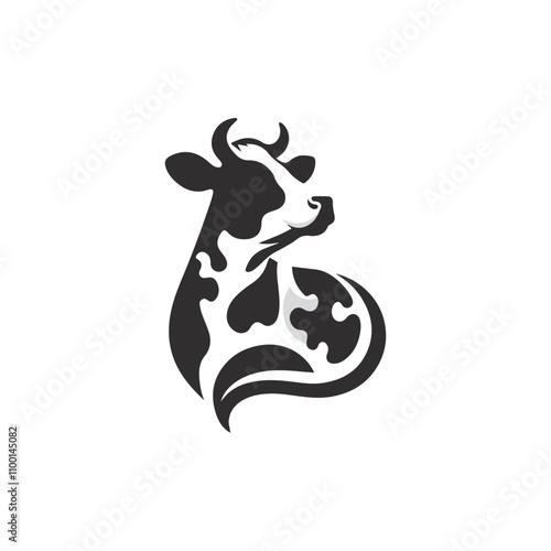 Cow Logo. Cow farm product logo design vector. Fresh natural milk logo template