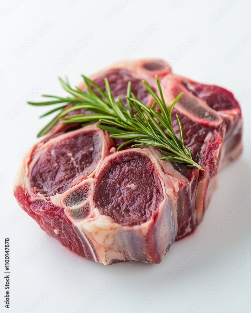 Obraz premium Raw beef shank on white background