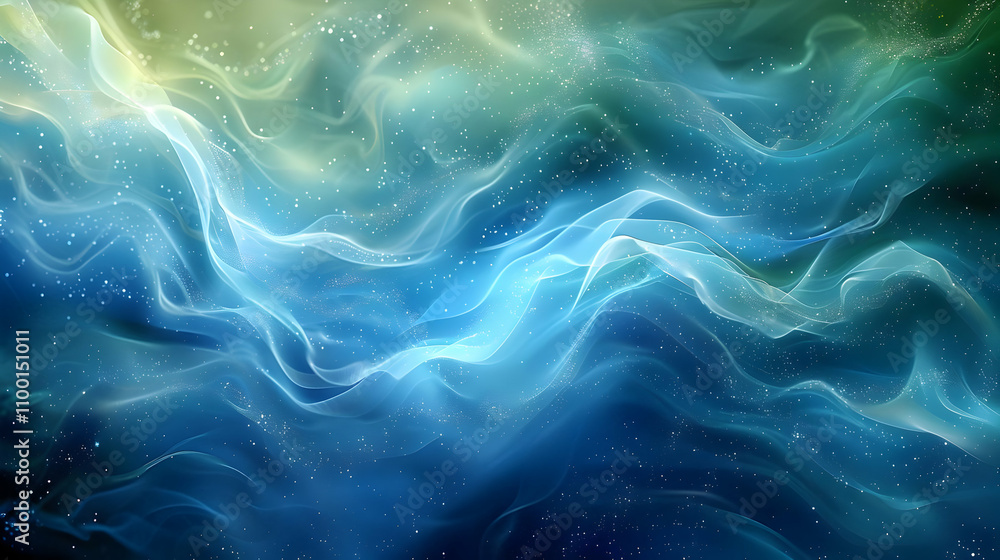 Obraz premium Abstract Background with Blue and Green Swirls and White Specks