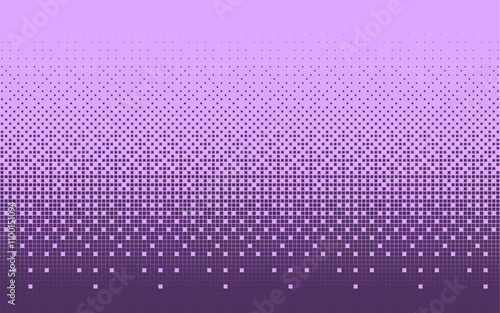 Purple bitmap texture, abstract pattern halftone vector background, glitch screen with flicker pixel effect 8 bit design