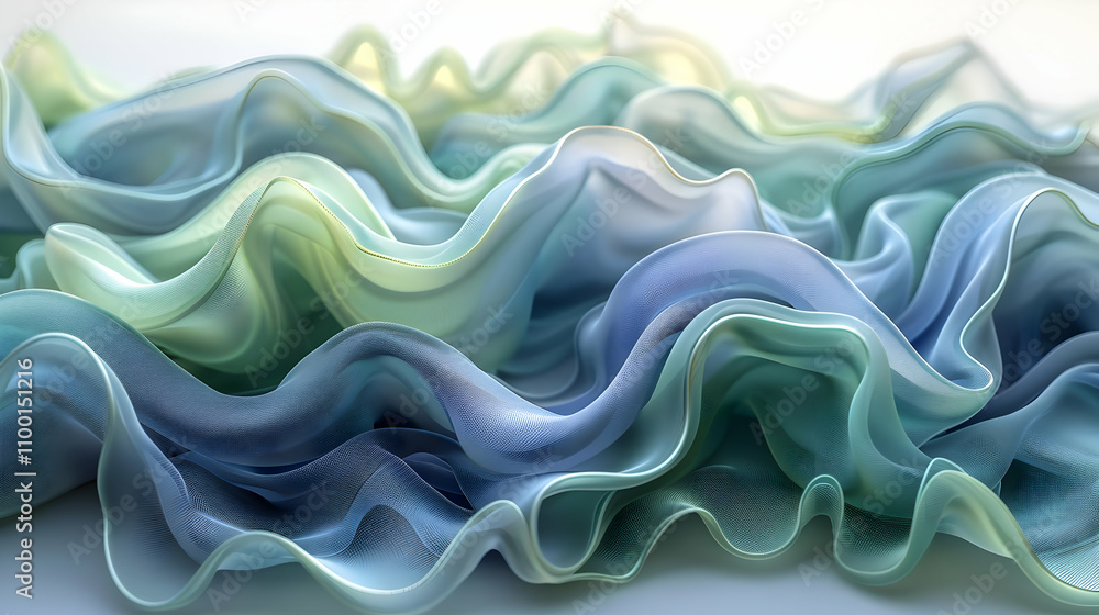 Fototapeta premium Abstract 3D Wavy Green and Blue Background