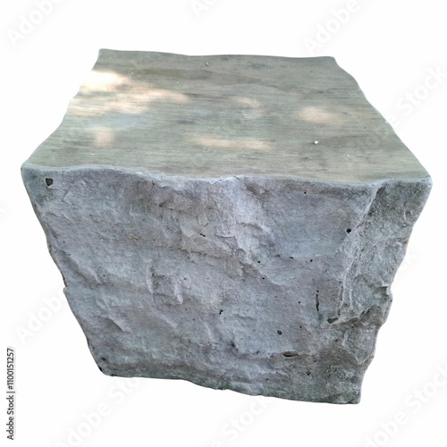 Natural Stone Blocks, Outdoor stone seat on white background 