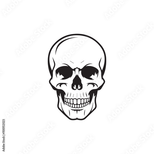 A human skull silhouette vector illustration design in white background.