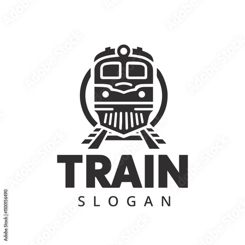 Simple vintage old locomotive train logo design template
 photo