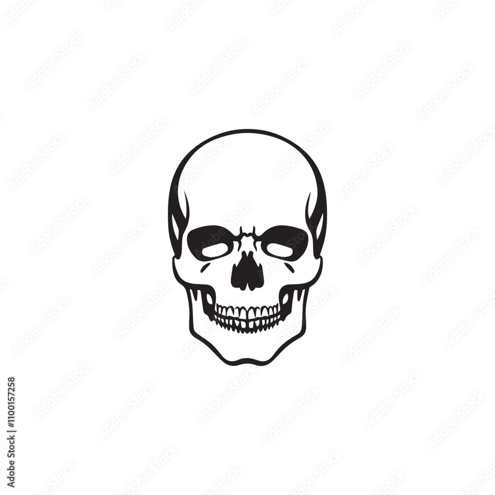 A human skull silhouette vector illustration design in white background. A human skull silhouette vector illustration design in white background.