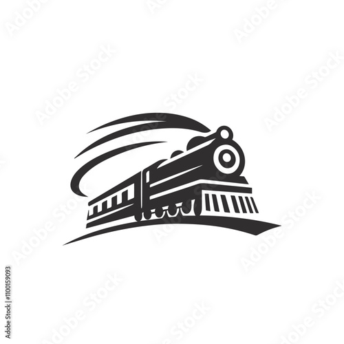 Simple vintage old locomotive train logo design template
