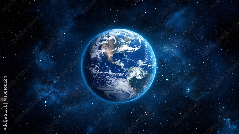 Fototapeta premium An earth using only blue tones on a dark background.