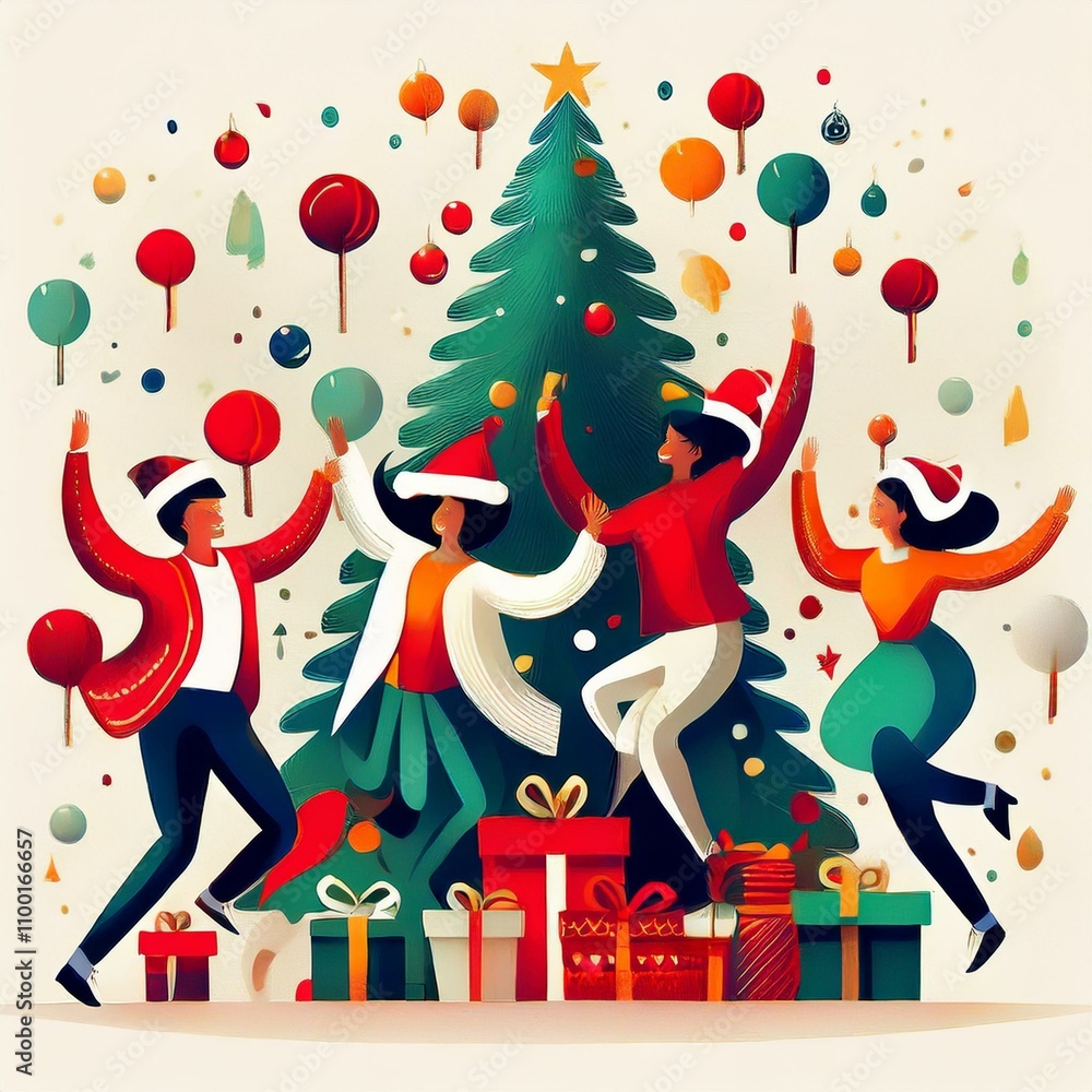 Naklejka premium Christmas Background I Christmas Clipart 3D AI Image