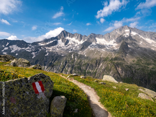 View left to the Monto Fumo 3251m and right to the Kleinspitze 3169m. These peaks are located near the Zillergründl reservoir. photo