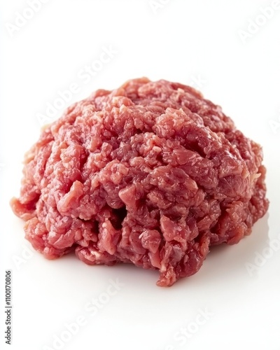 Lean beef mince isolated on white photo