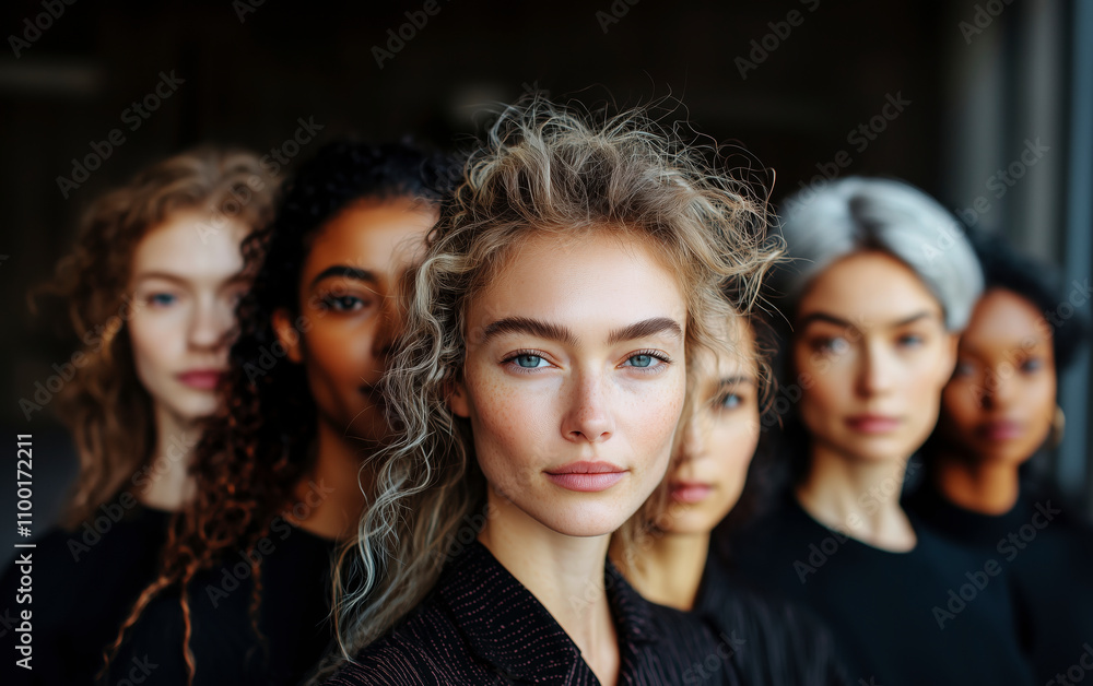 Obraz premium A Captivating Portrait of Diverse Beauty: Exploring Individuality and Connection Among Women in Modern Fashion. Feminism and Women's Rights Movements 