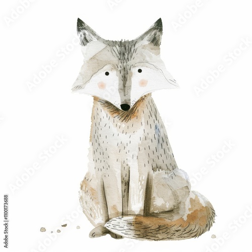 A charming illustration of a seated fox with a whimsical design, perfect for nature-themed projects and children's decor.