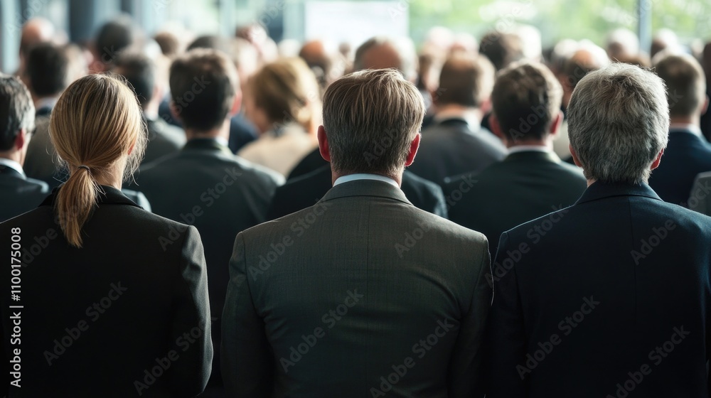 Obraz premium A large group of people standing together in a crowd, possibly waiting for something or attending an event
