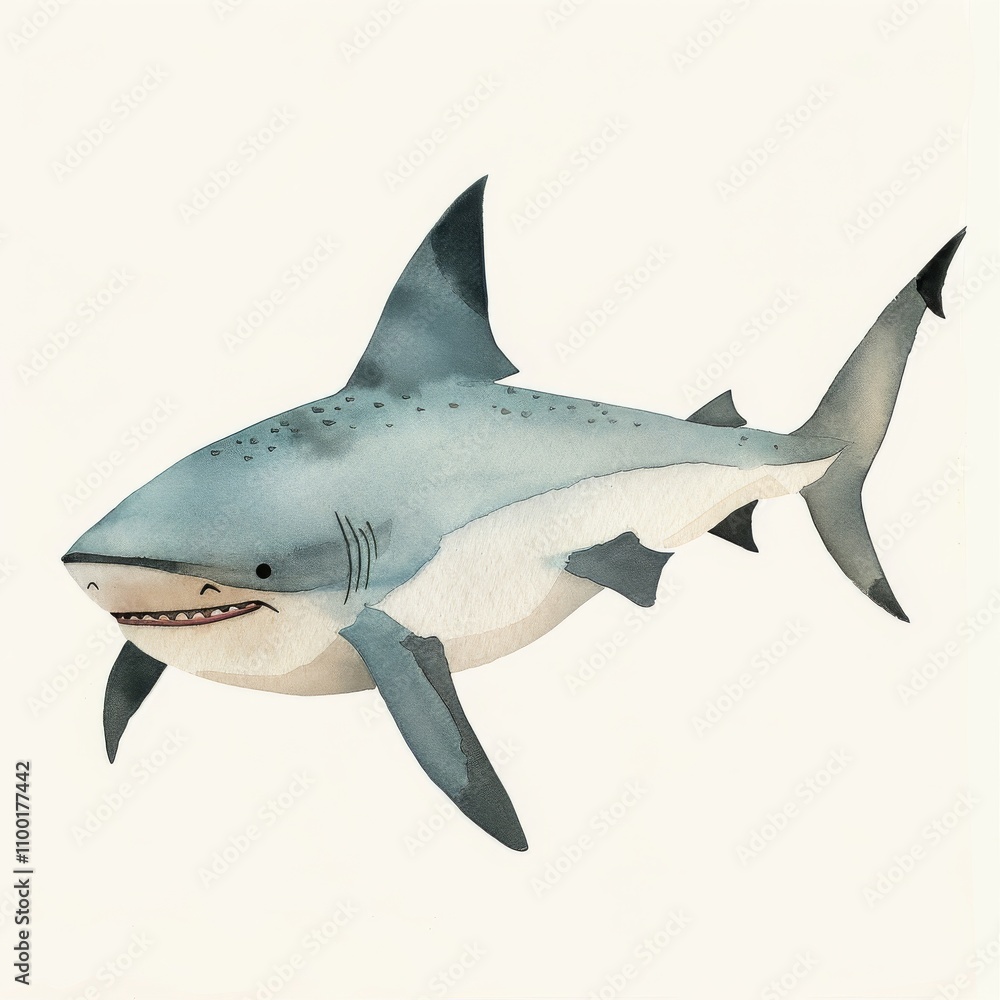 Fototapeta premium A beautifully illustrated shark showcasing its sleek design and powerful nature, perfect for marine life enthusiasts and educators.
