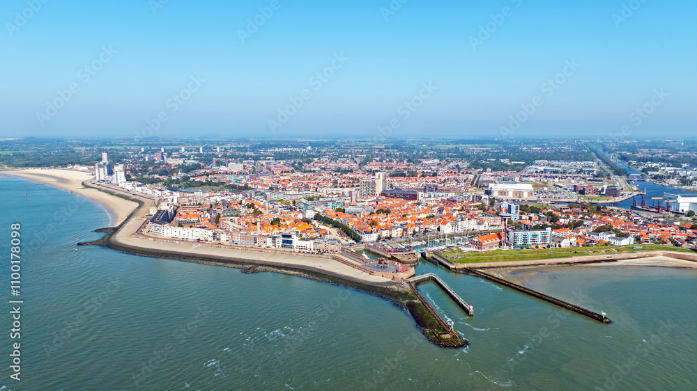 Obraz premium Aerial from the historical town Vlissingen in Zeeland the Netherlands