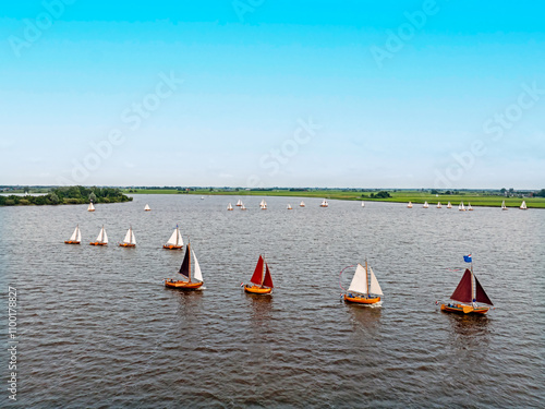 Aerial from admiral sailing on the Heegermeer in the Netherlands photo