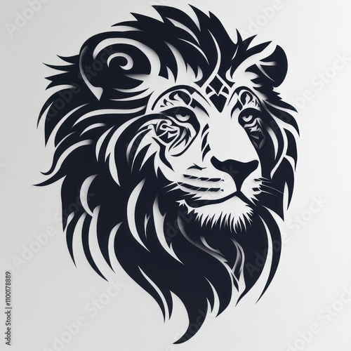 Ornate Lion Head Artistic Design Illustration photo