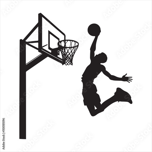 Basketball Dunking vector art illustration